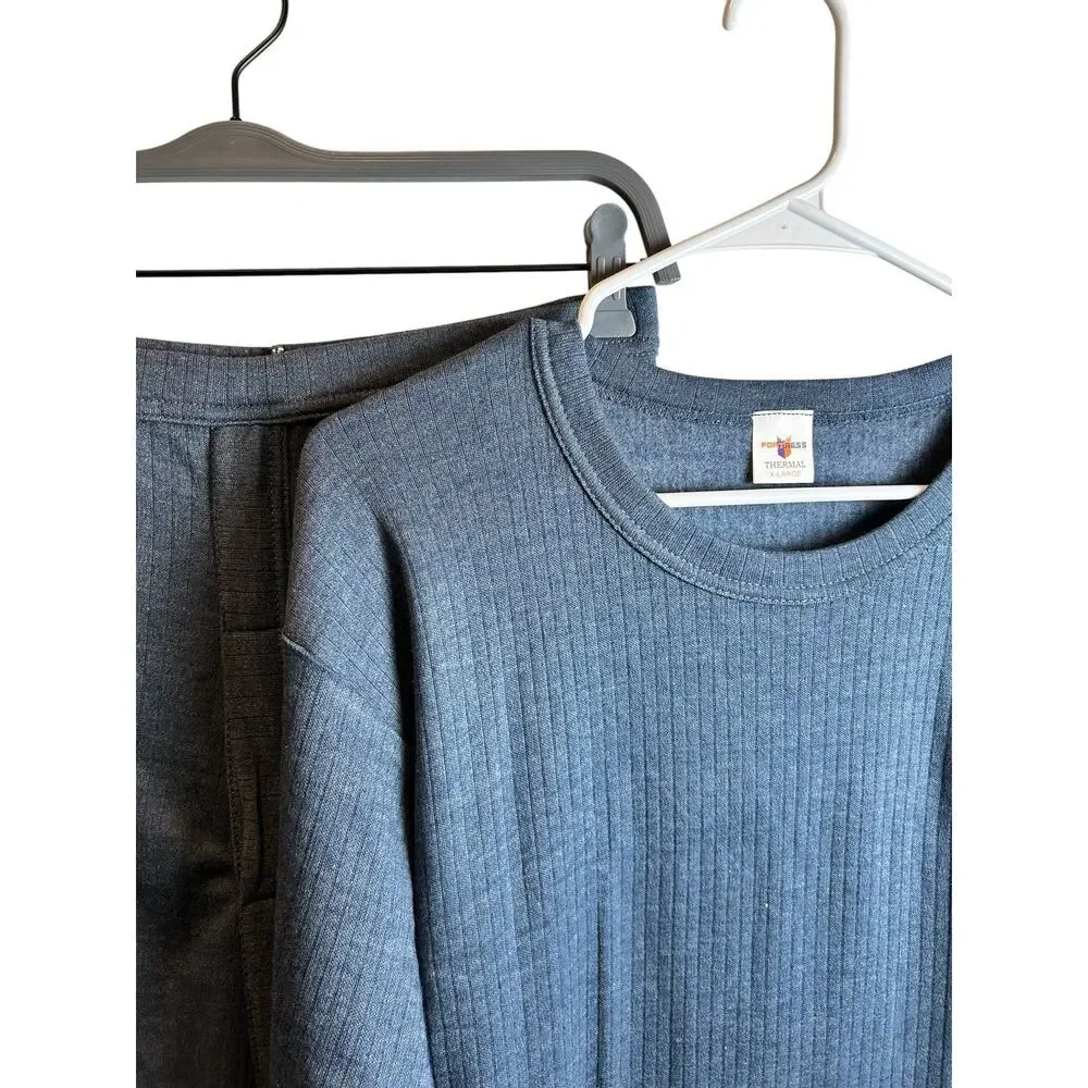 Men’s Fortress Thermal Set Ribbed Blue Base Layer Size XL